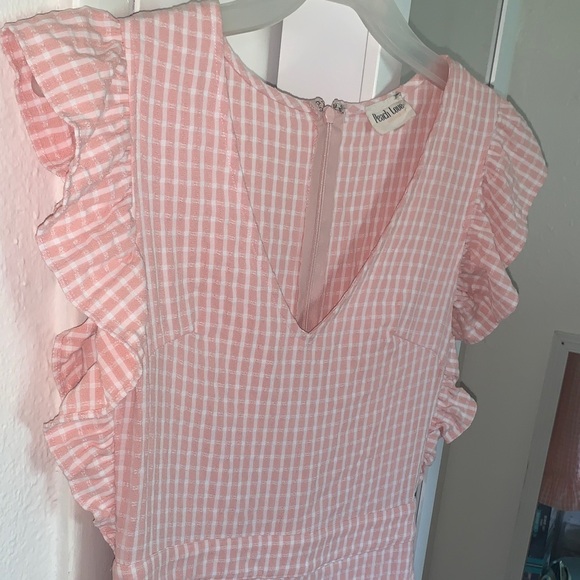 Pink Gingham Ruffle Romper - Picture 5 of 9